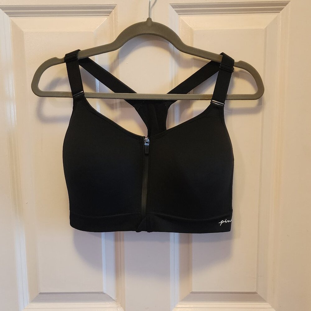 NWT Victoria Secret PINK Sport Womans M-DD, 36DD Bra Front Zip Clasp